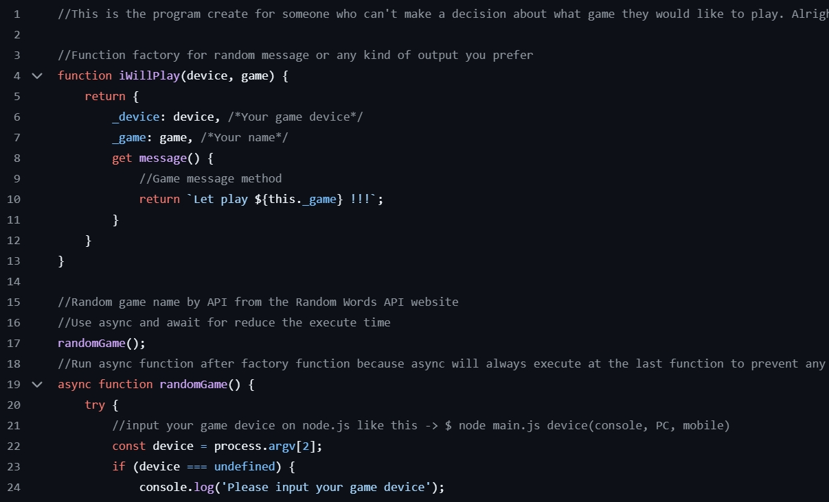 10th projects, What game should I play?